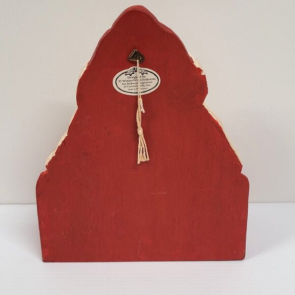 Midwest Of Cannon Falls Handcrafted Wood Folk Art Santa Hanging Card Box - Picture 2 of 8